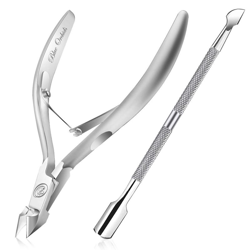 Blueorchids Cuticle Nipper with Cuticle Pusher-Professional Grade Stainless Steel Cuticle Remover & Cutter-Durable Manicure and Pedicure Tool-Beauty Tool Perfect for Fingernails and Toenails - Image 1